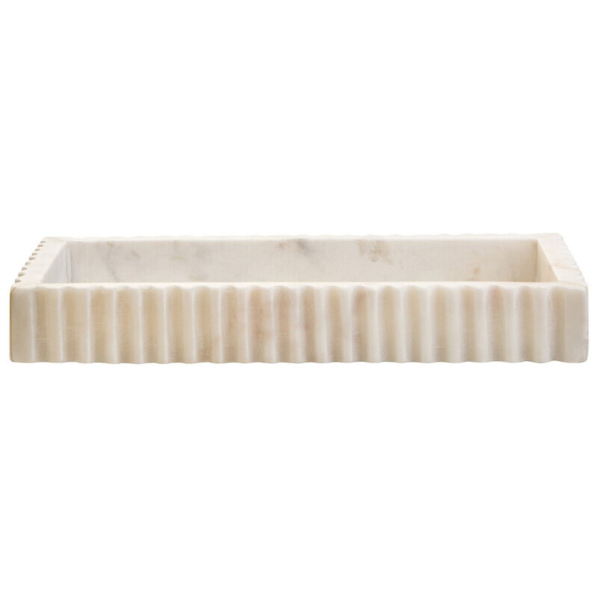White Marble Fluted Rectangular Tray white, FIFTY FIVE SOUTH