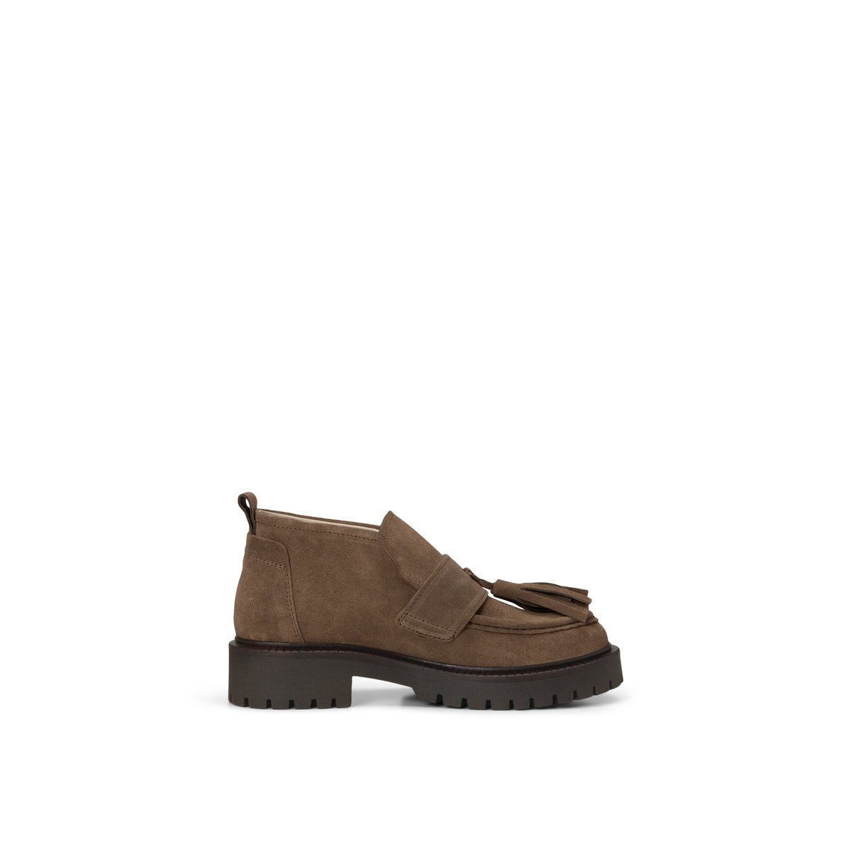 Mocassins montants modèle Phia en cuir velours huilé marron clair, MARC O'POLO