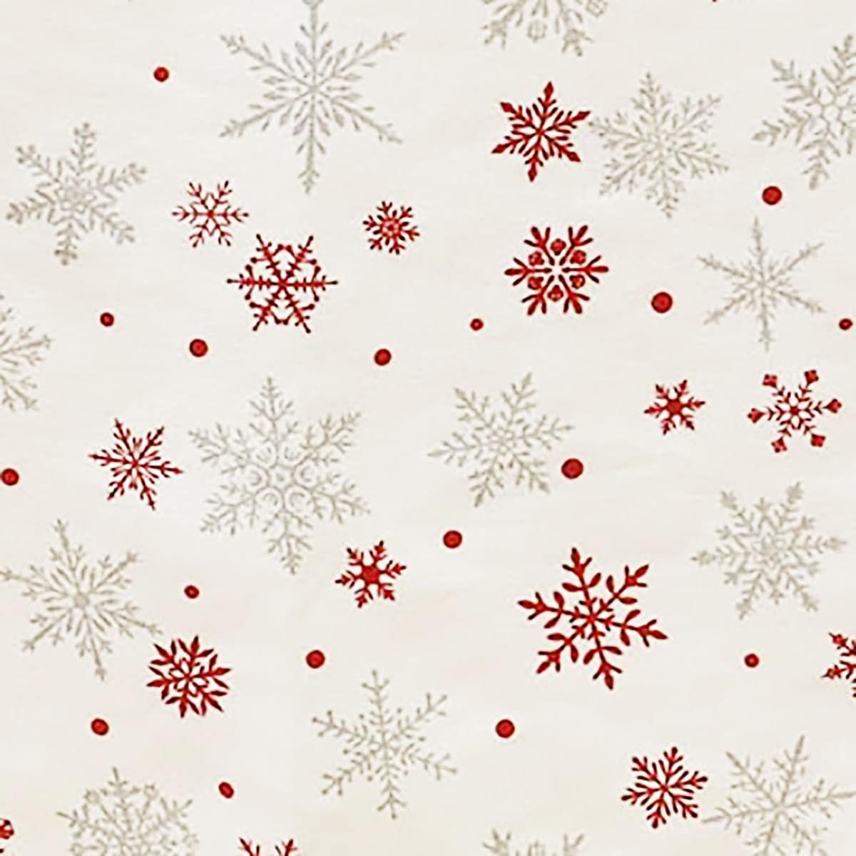 Nappe de Noël en coton FLOCON blanc, LINANDELLE