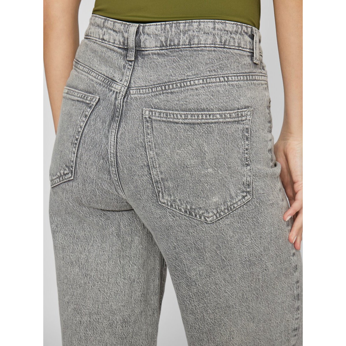 Jeans largos, cintura subida ganga cinzenta, VILA