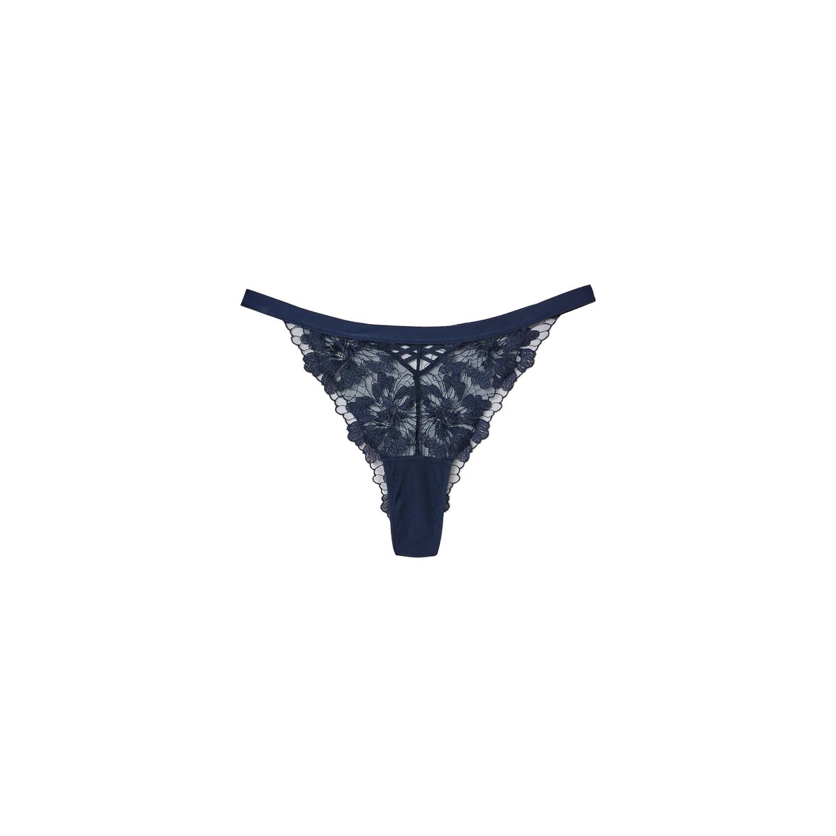 Tanga en broderie florale MIRA marine, ETAM