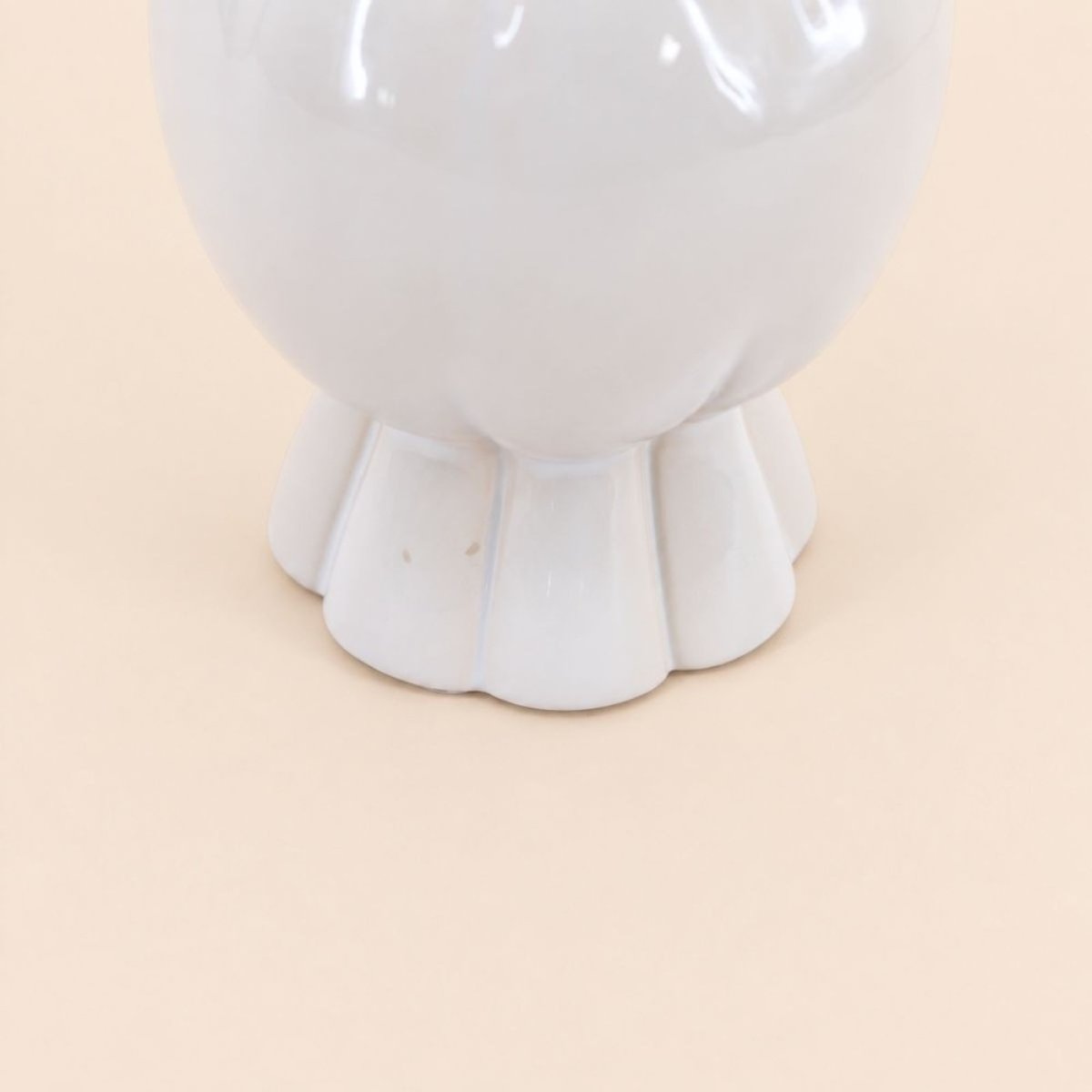 Vase en céramique effet gonflé forme bonbon, H19cm blanc, ORNAMI