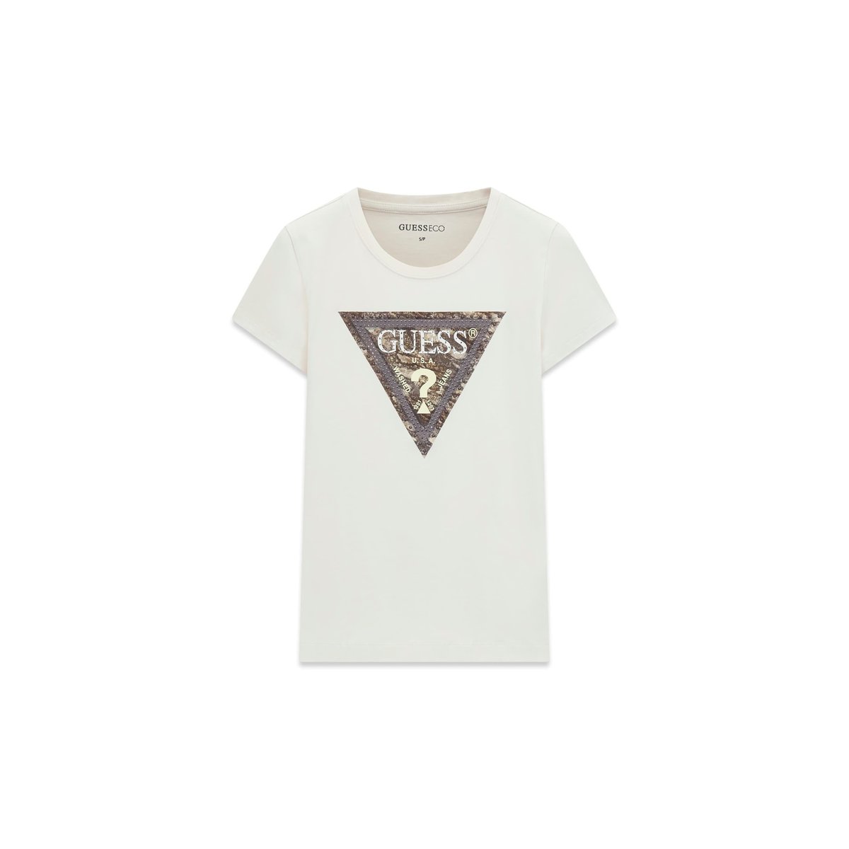 T-Shirt Avec Logo Imprimé crème, GUESS