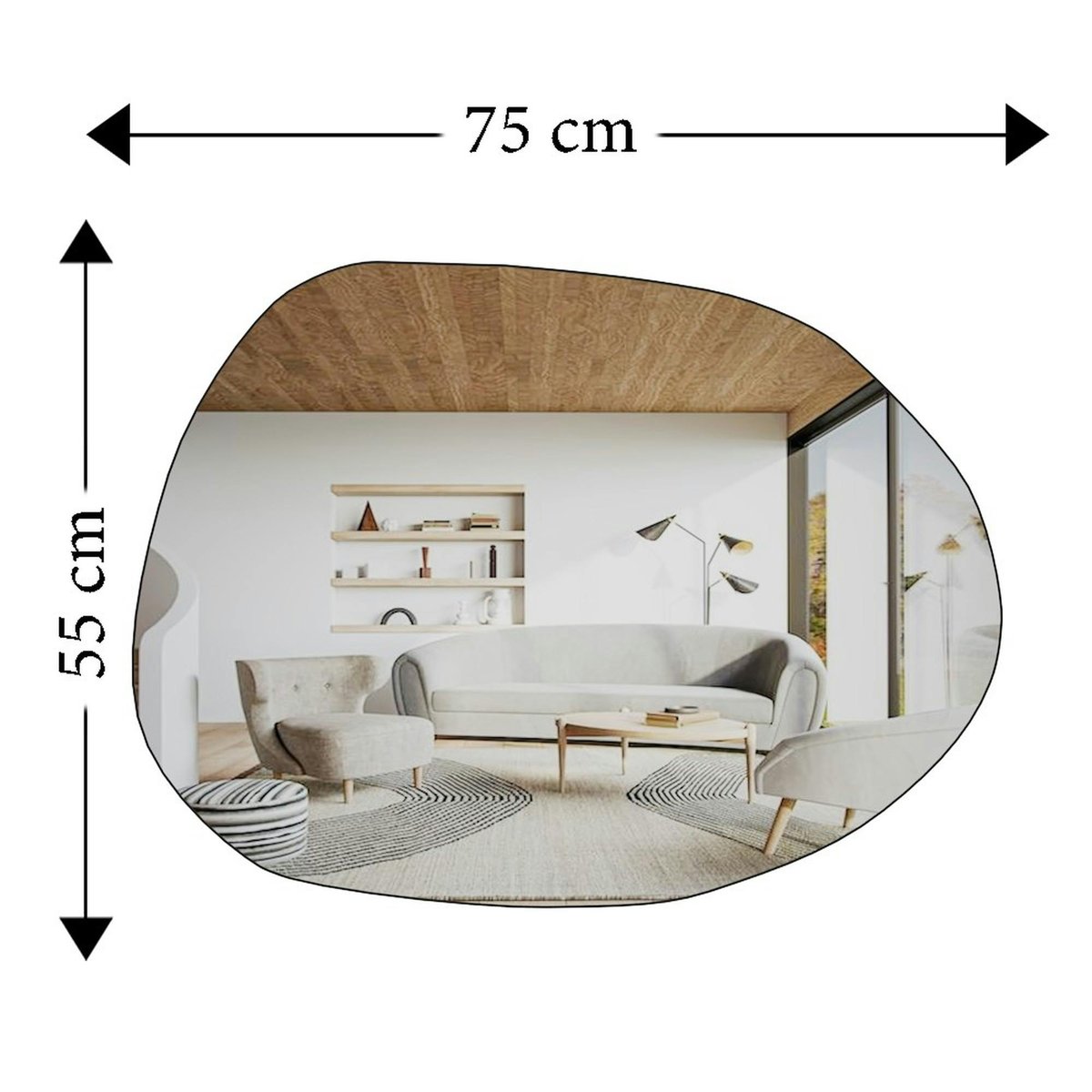 Miroir design organique bord noir 75 cm - style naturel CODY noir, PIER IMPORT