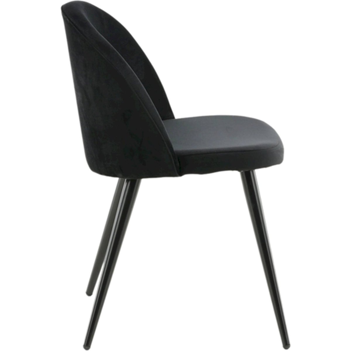 Chaise tapissée dossier arrondi DILLIZE noir velours, RECOLLECTION
