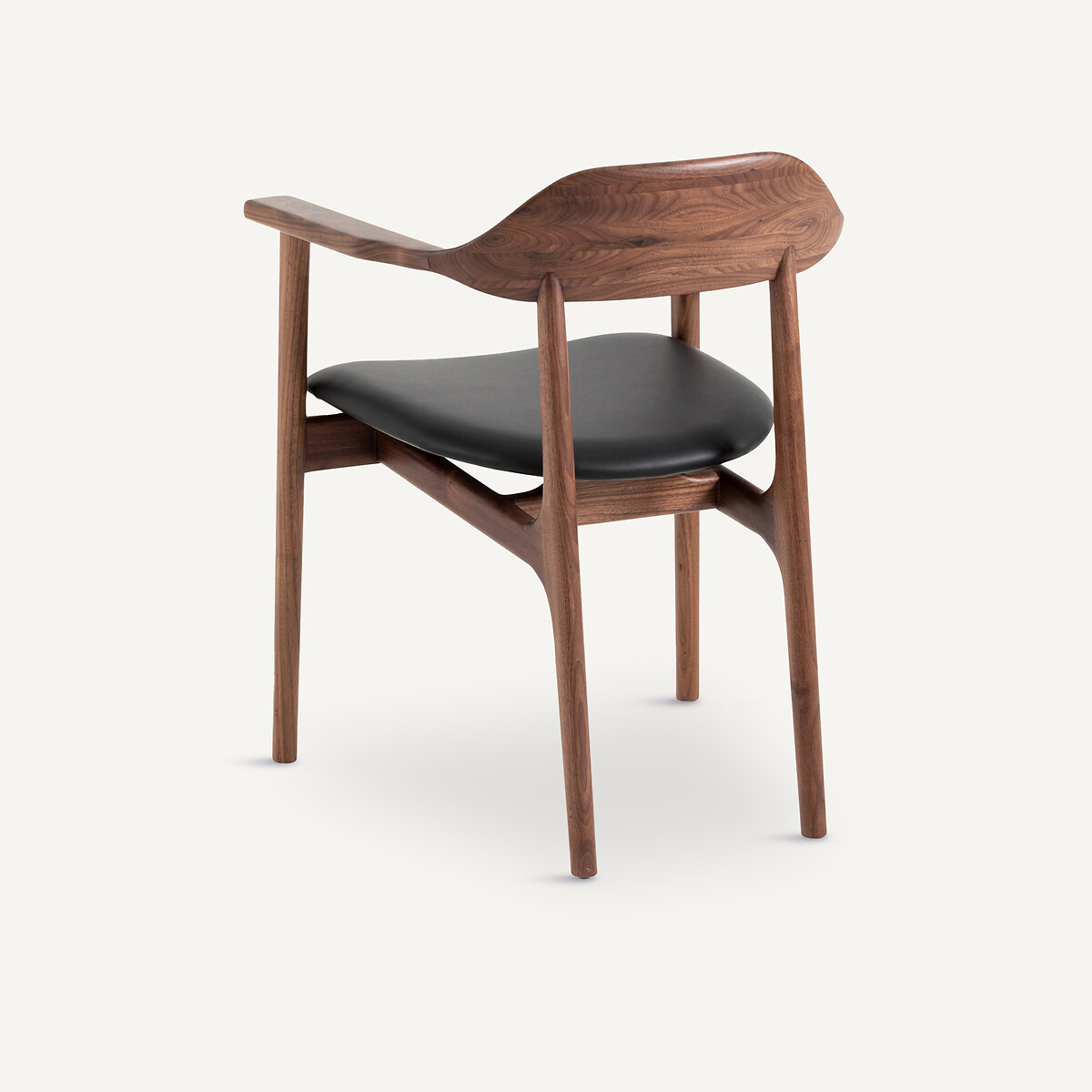 Fauteuil de table noyer, plaqué et cuir Arié noyer, AM.PM