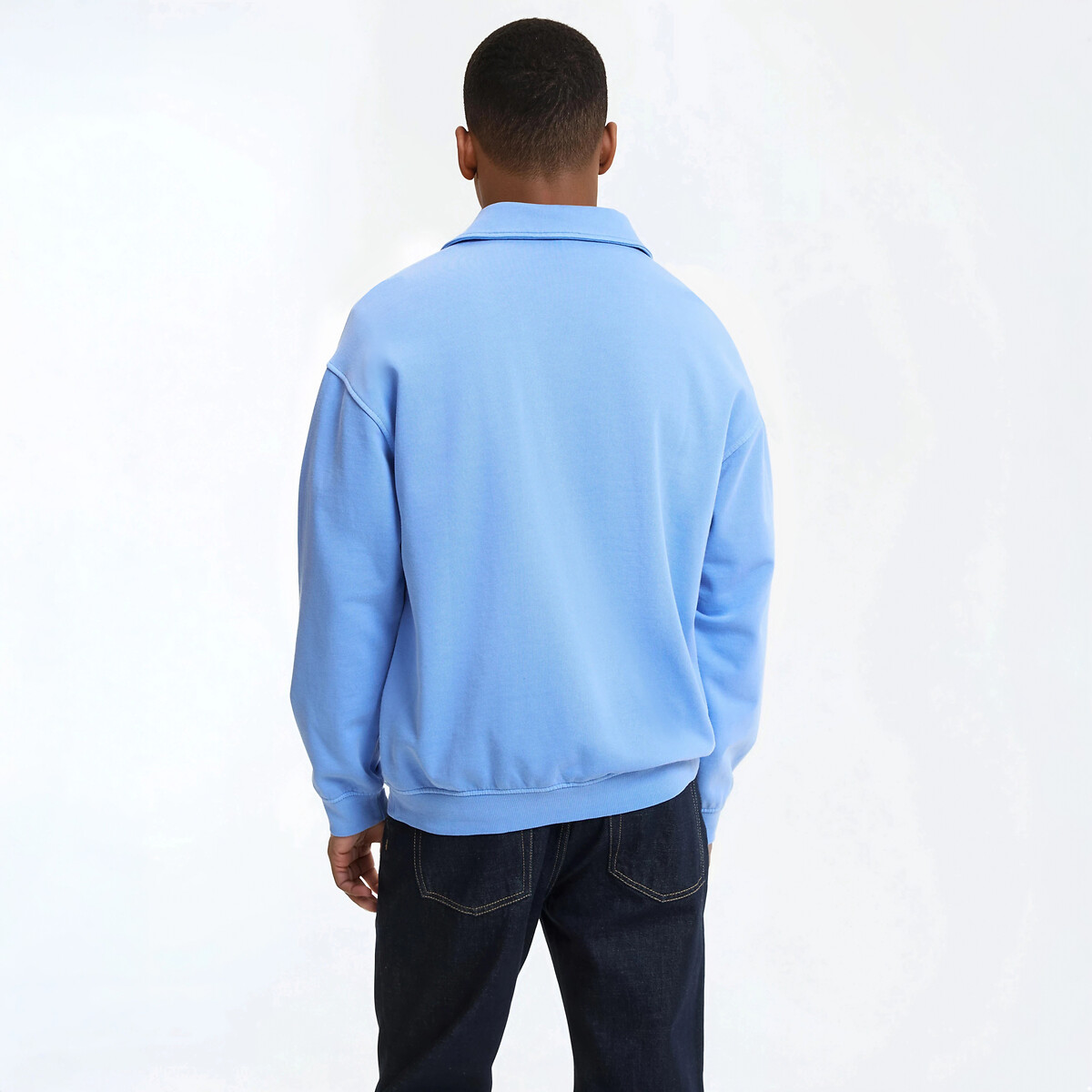 Felpa polo boxy stonewashed blu, LA REDOUTE COLLECTIONS