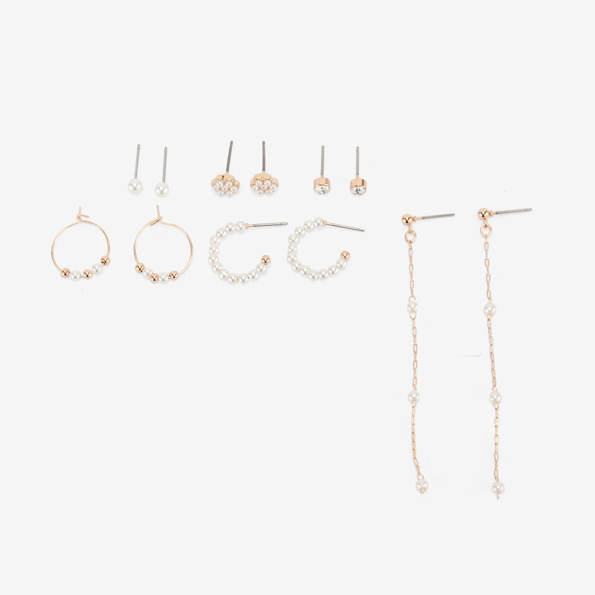 Set 6 paires de boucles d'oreilles à perles doré, BALABOOSTE