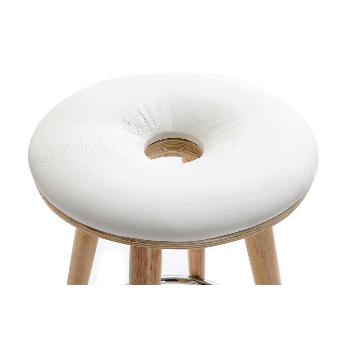 Tabouret de bar scandinave blanc et bois clair 66 cm NORDECO blanc, MILIBOO