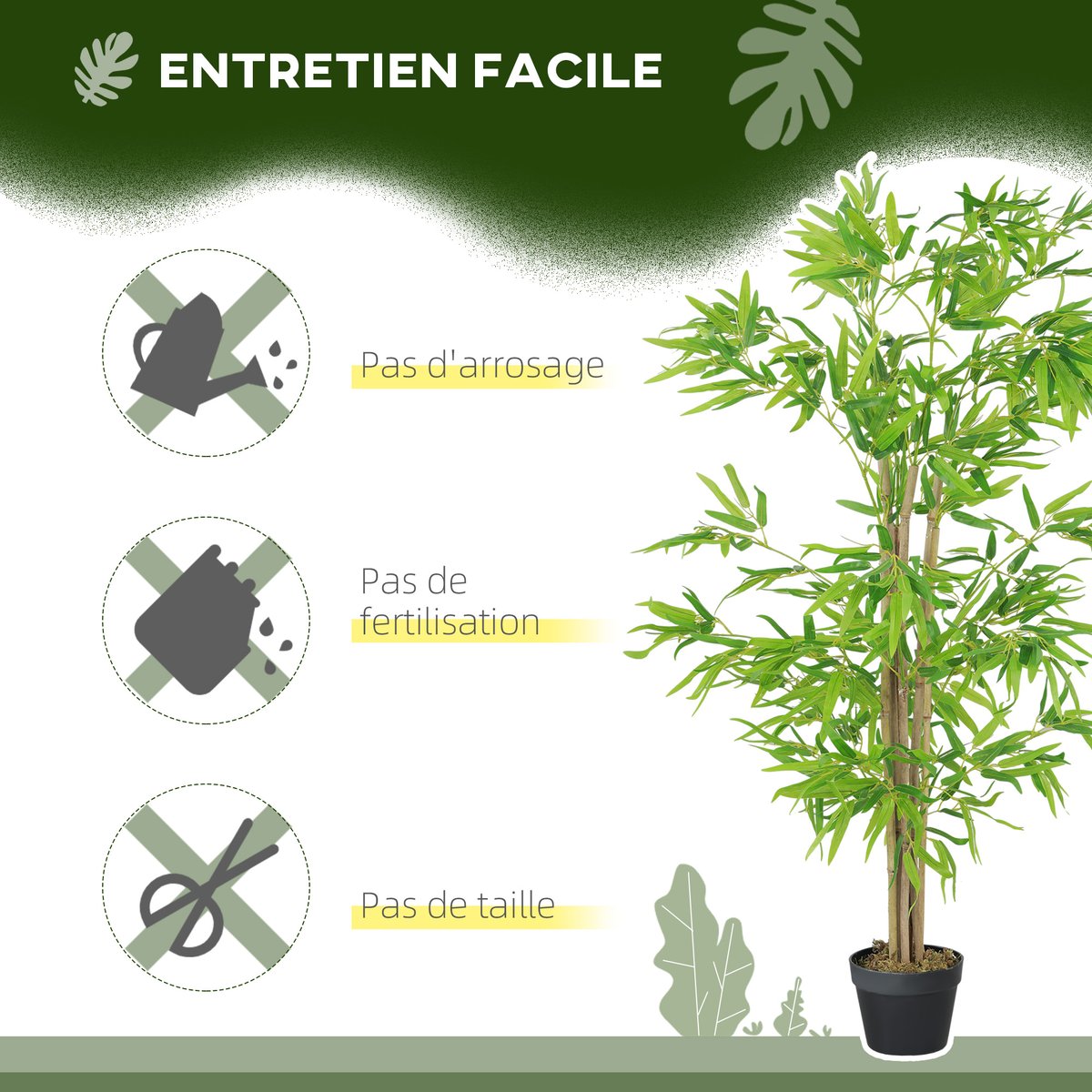 Bambou artificiel PE Vert vert, OUTSUNNY