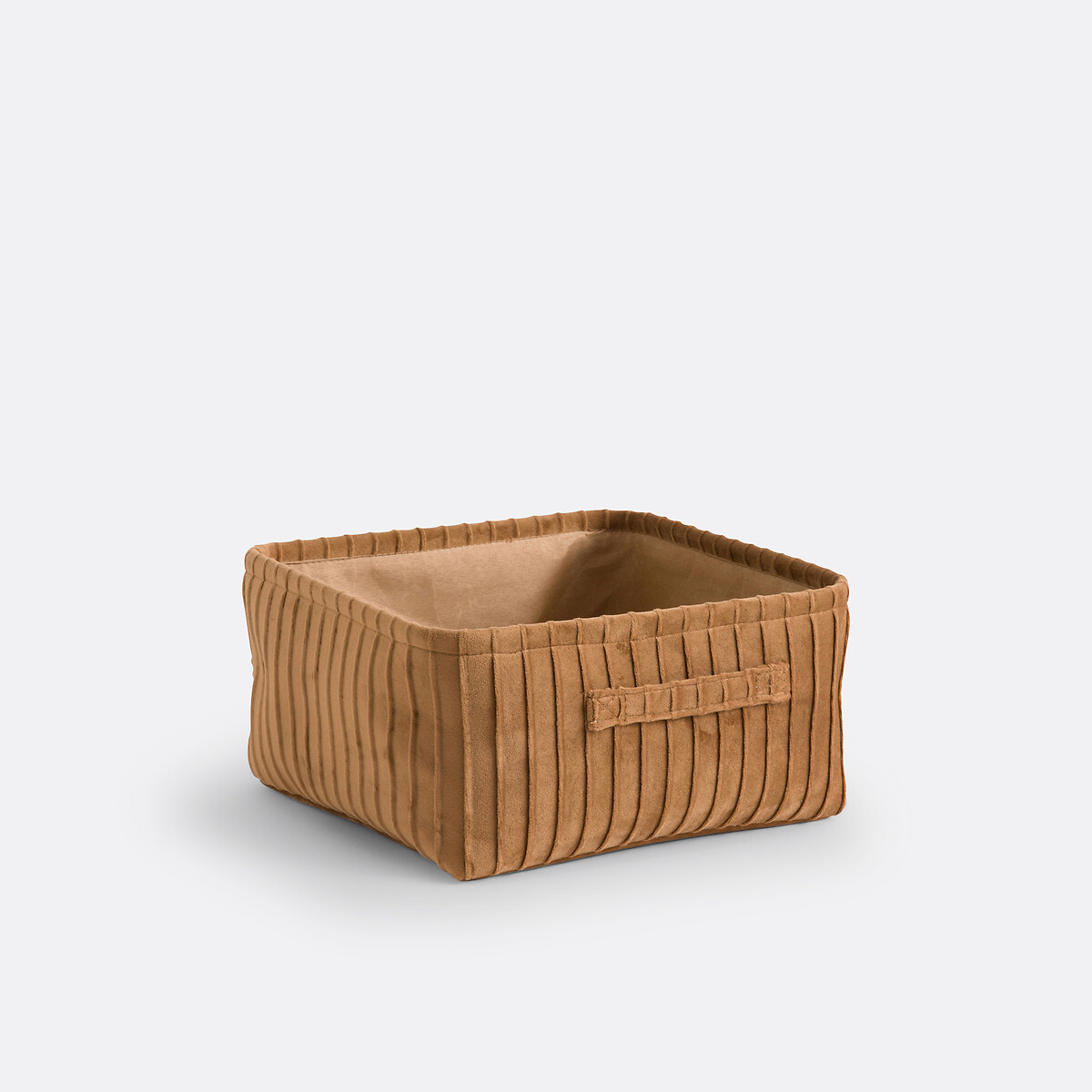 Aufbewahrungsbox Velvetas, Plissee-Samt hellbraun, LA REDOUTE INTERIEURS
