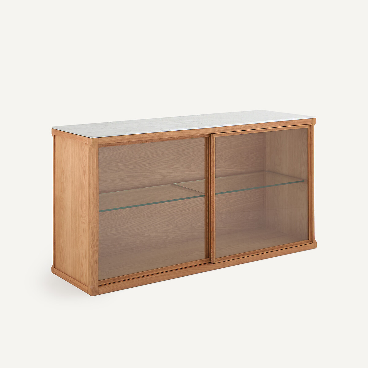 Aparador de vitrina, roble y chapa de madera, IÉNA, diseño de Emmanuel Gallina roble natural, AM.PM X EMMANUEL GALLINA