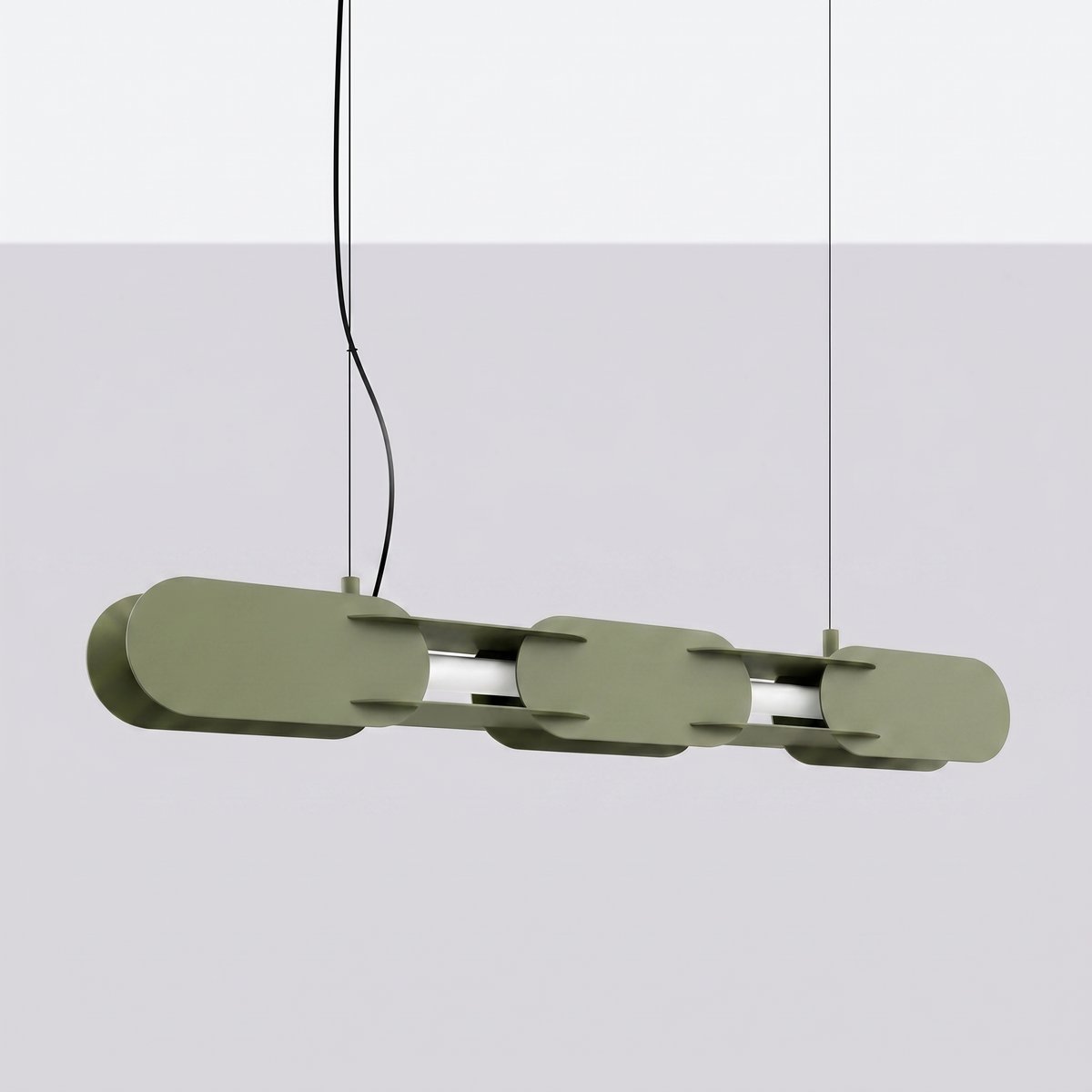 Suspension Acier Vert Olive LED 1 Chain vert olive, EDEN