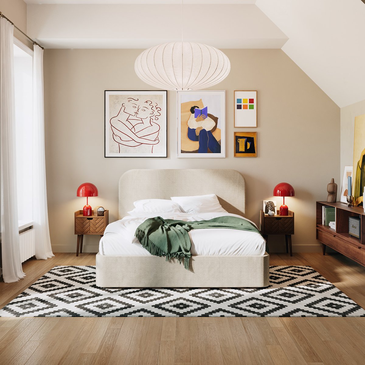 Lit 4 tiroirs NOVA beige, SLOME