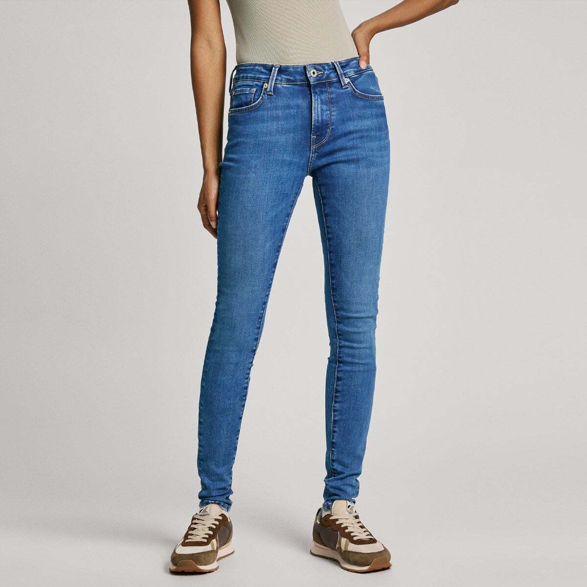 Jean Coupe Skinny, Taille Moyenne - Regent medium blue wiser wash, PEPE JEANS