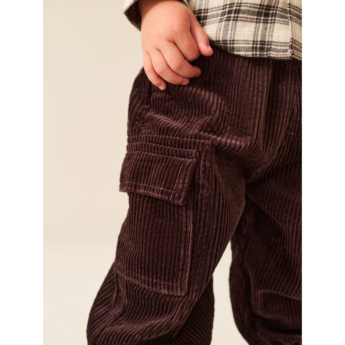 Pantalon cargo en velours côtelé marron, NEXT
