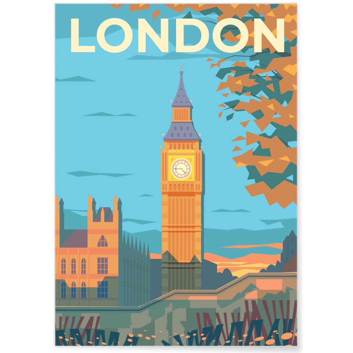 Affiche ville Londres 3 blanc, L'AFFICHERIE