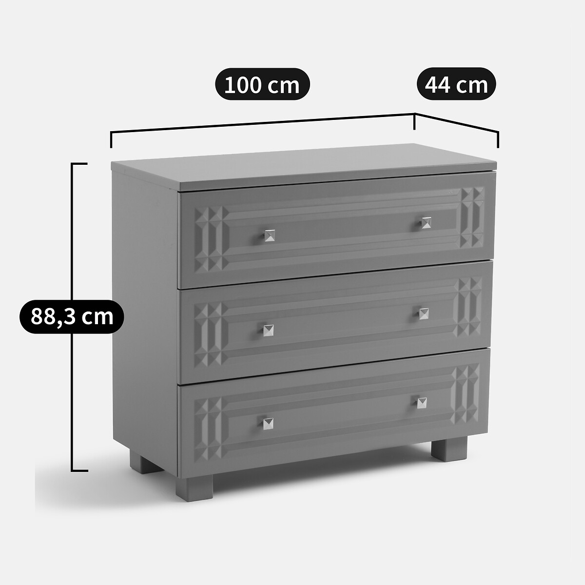 Kommode Treda mit 3 Schubladen waldgrün, LA REDOUTE INTERIEURS