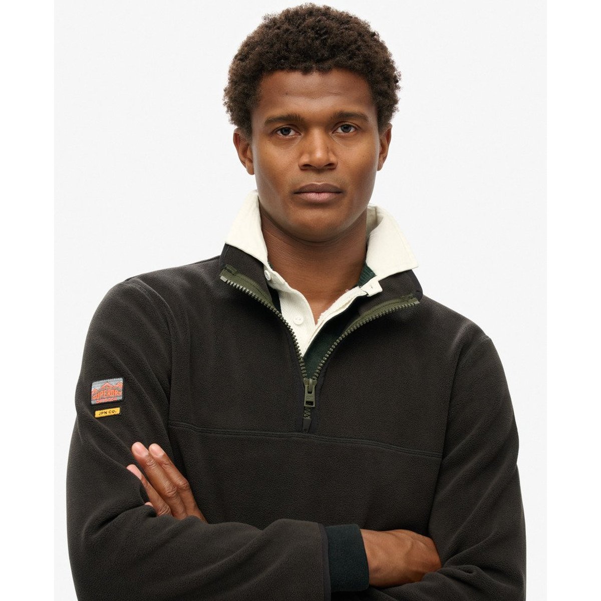 Polaire à demi-fermeture zippée Active noir, SUPERDRY