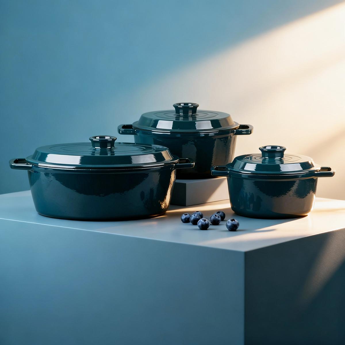 Cocotte en fonte ronde 20cm - "Masseiron Emeraude" couleur unique, LAGUIOLE CUISSON