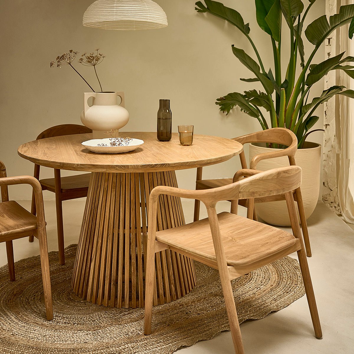 Lot de 2 chaises en teck massif  AMBRE naturel, BERAH GETAH