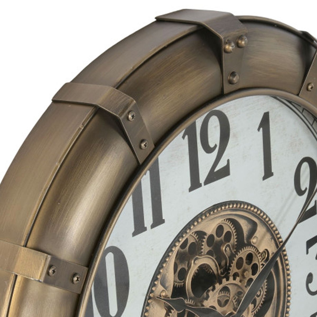 Grande horloge murale ronde avec engrenages en métal doré 80x9.5x80cm doré, WADIGA