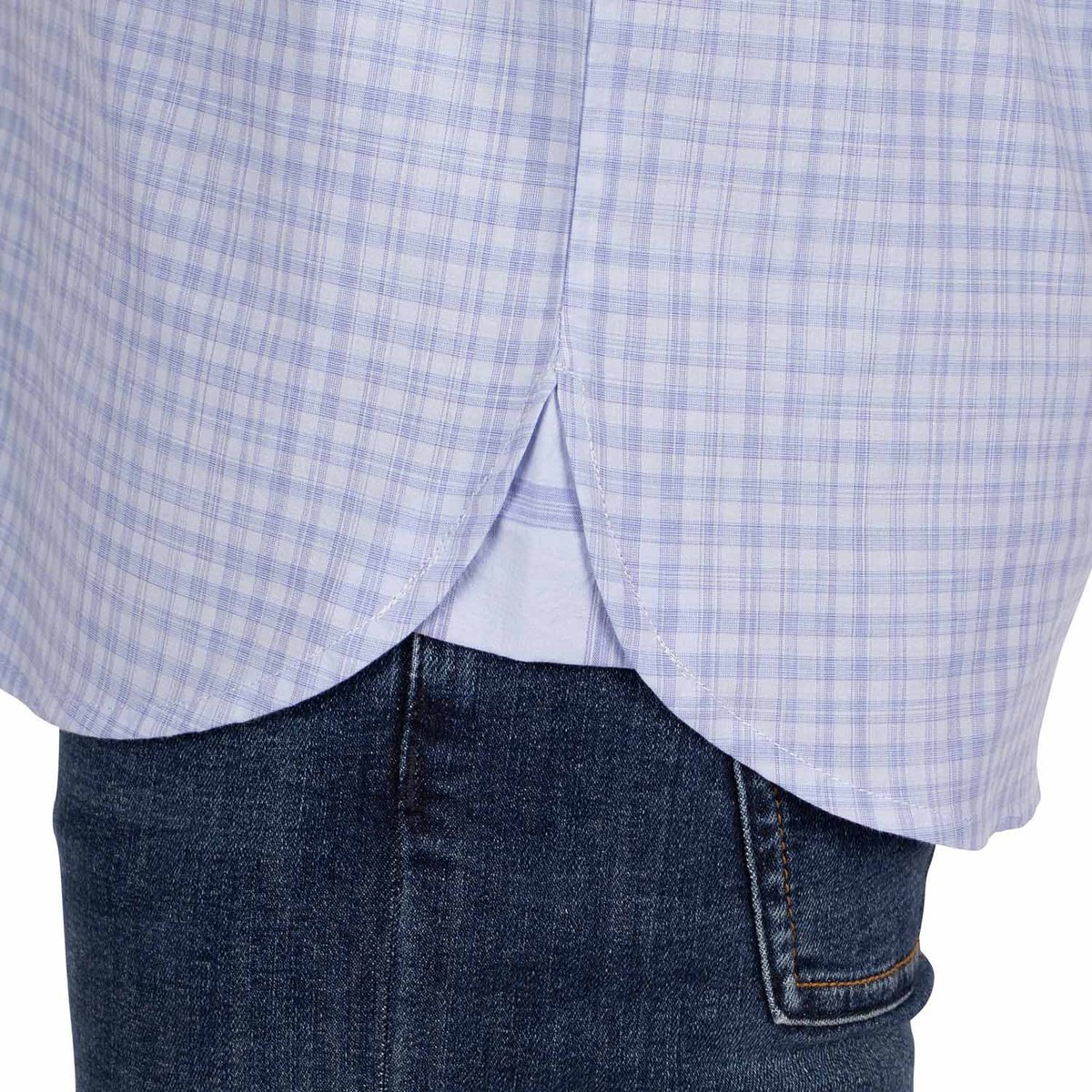 Chemise manches courtes carreaux DENIM ciel, SHILTON