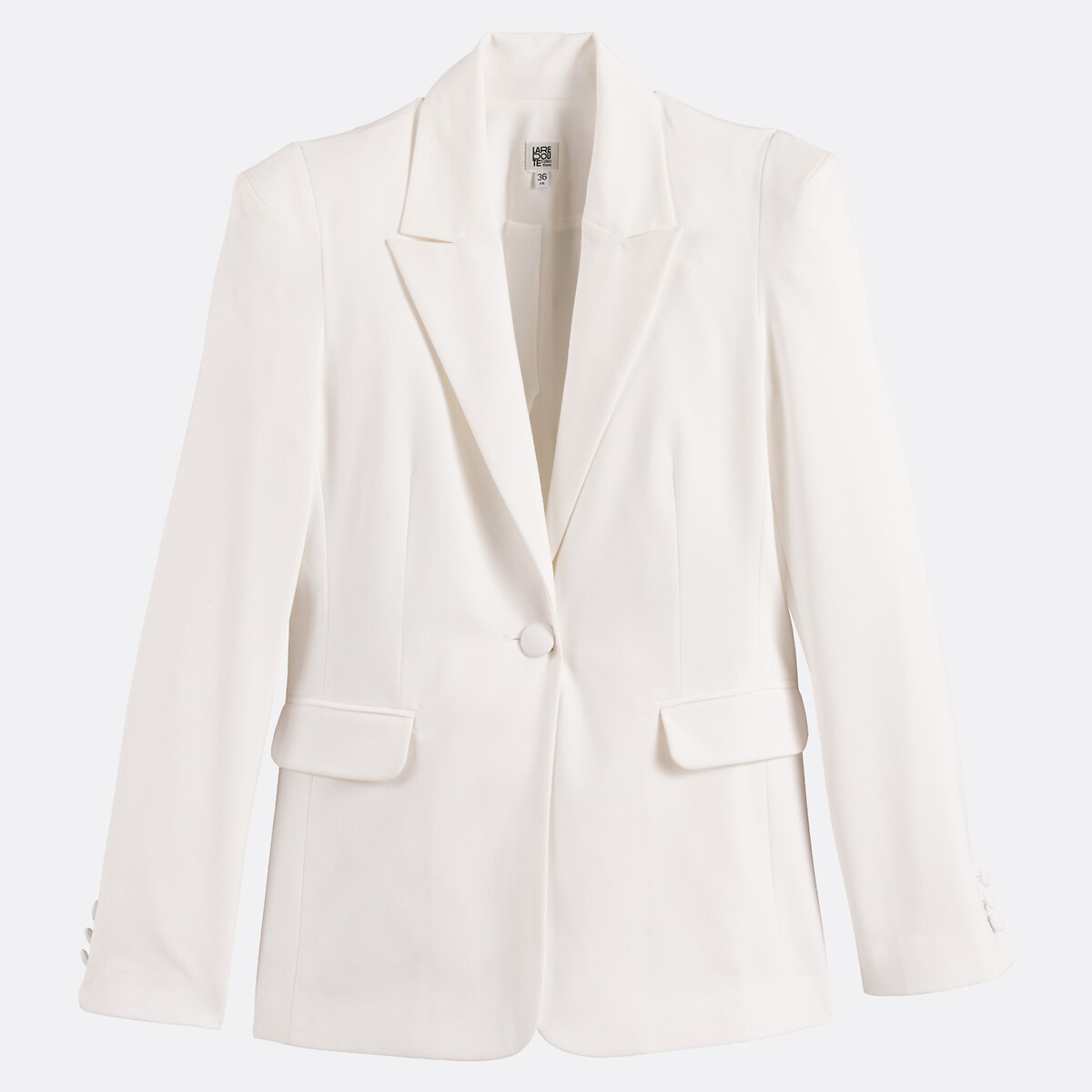 Blazer long coupe cintrée blanc, LA REDOUTE COLLECTIONS