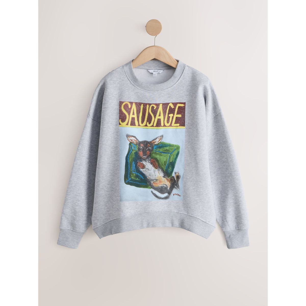 Sweat à imprimé teckel frankie thorpe gris, NEXT