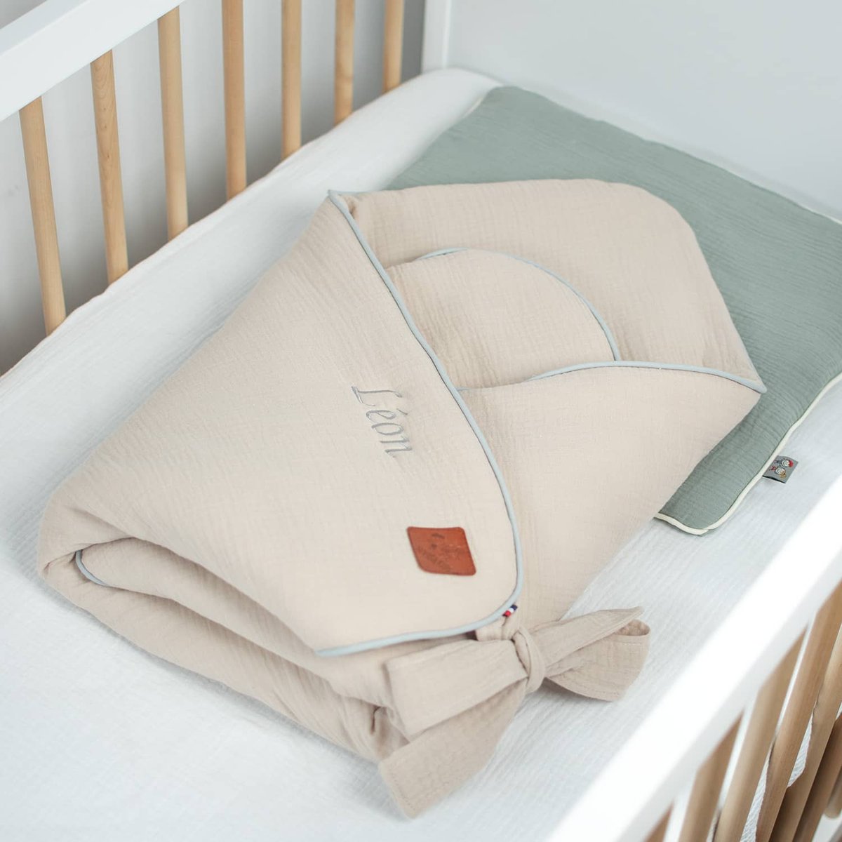 Gigoteuse d'emmaillotage en gaze de coton JEANNE beige, SEVIRA KIDS