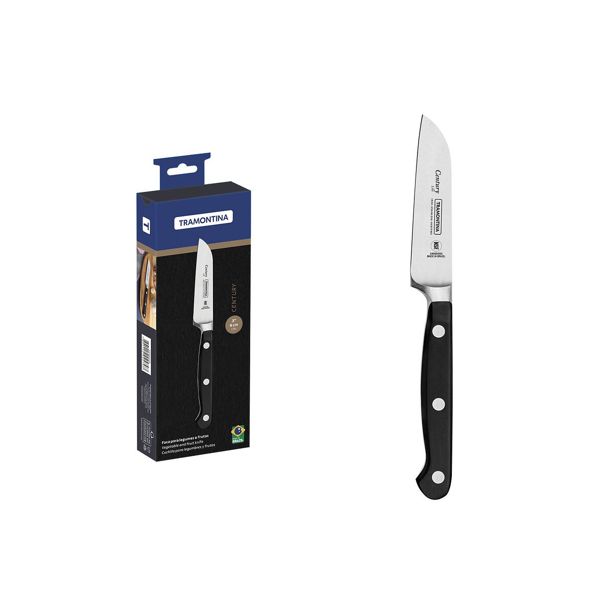 Faca para Legumes e Frutas Century 3", Tramontina preto , TRAMONTINA