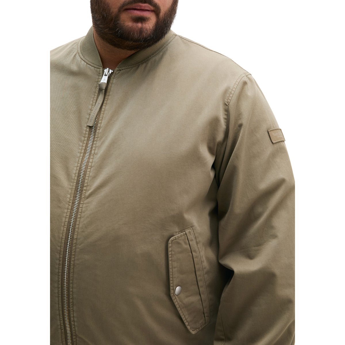 Blouson régulier en sergé de coton bio marron, MARC O'POLO