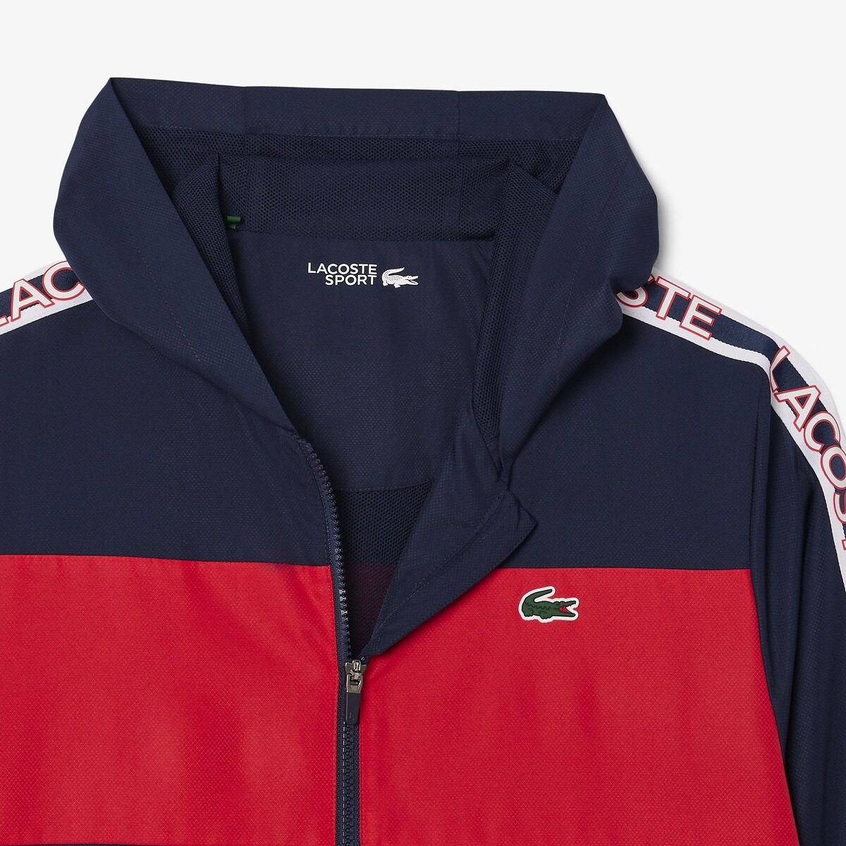 Blouson sport avec bande siglée Lacoste bleu marine/rouge, LACOSTE