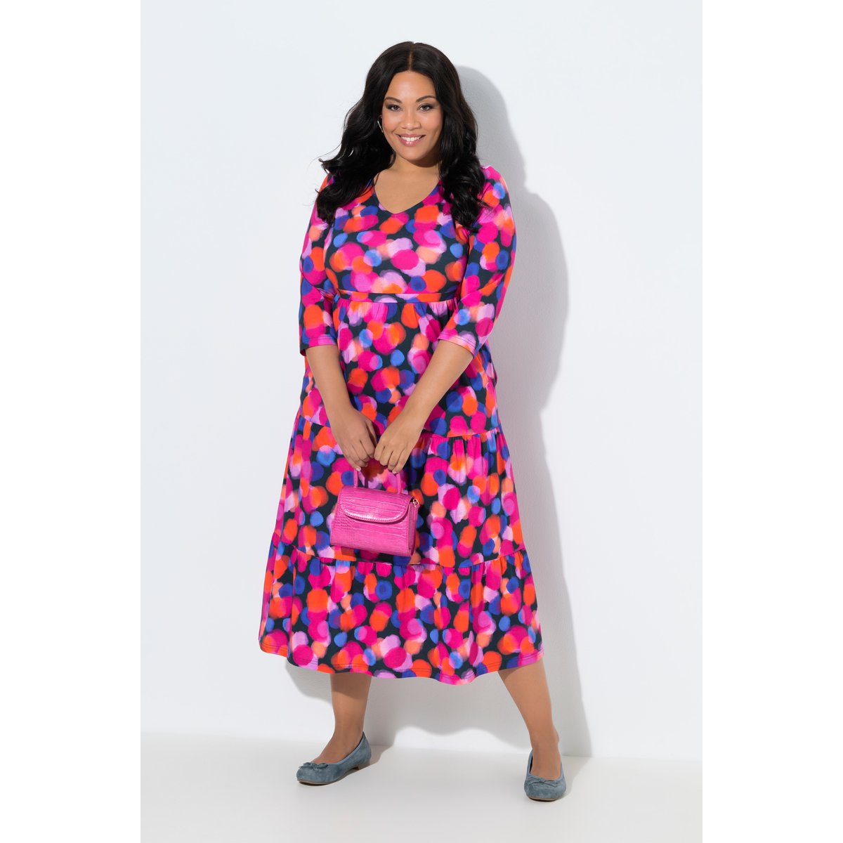 Robe maxi motif gros pois noir, ULLA POPKEN