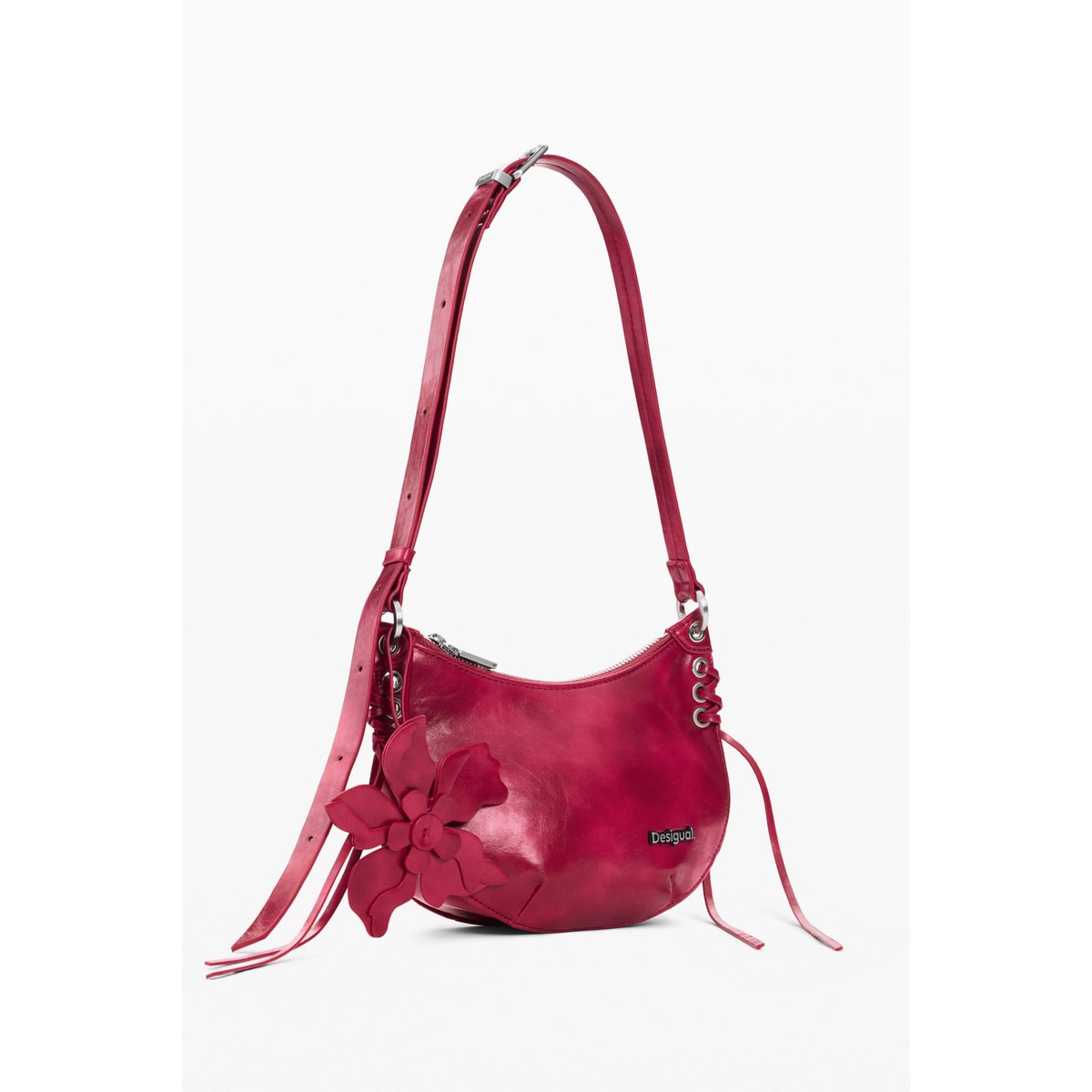 Porte-monnaie bandoulière fleur rouge, DESIGUAL