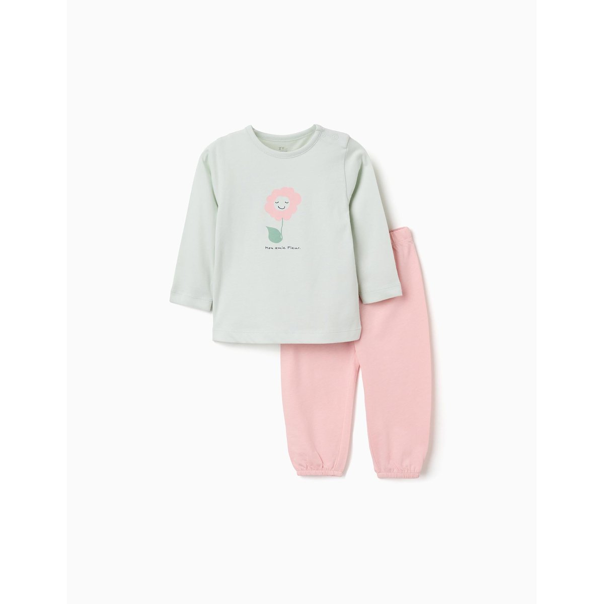 Pyjama à manches longues avec imprimé de fleurs vert, ZIPPY