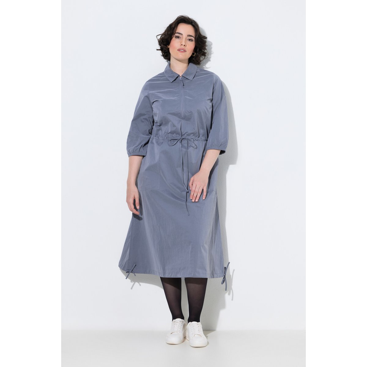 Robe midi avec cordons de serrage gris foncé, ULLA POPKEN