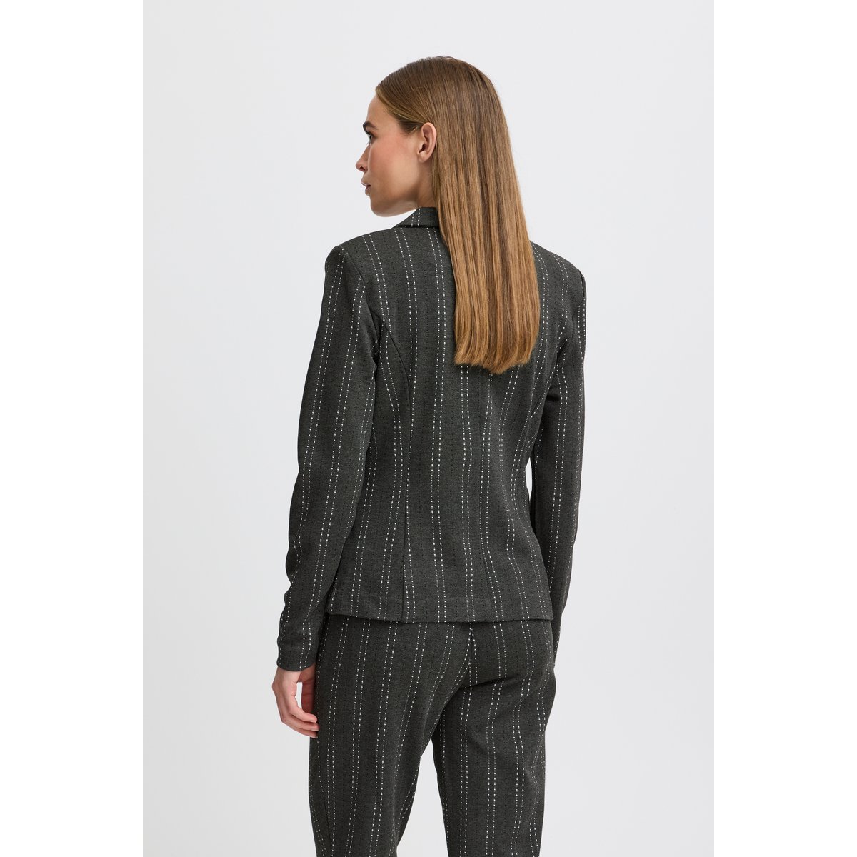 Blazer gris rayures dark grey melange stripe, ICHI
