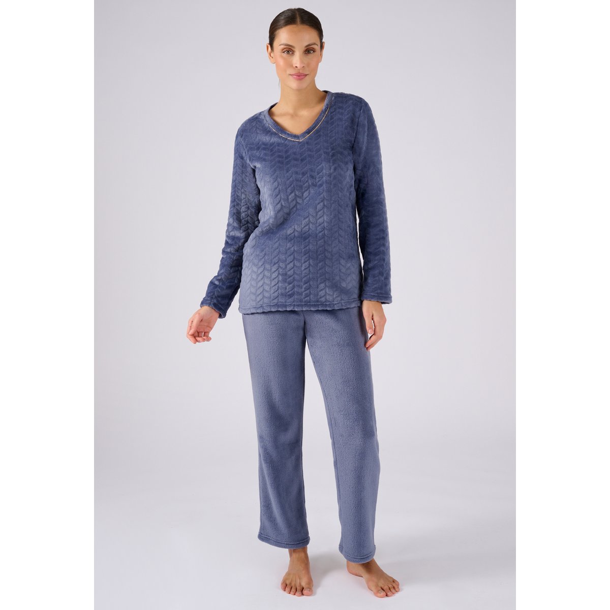 Pyjama Thermolactyl maille reliéfée bleu nuit, DAMART