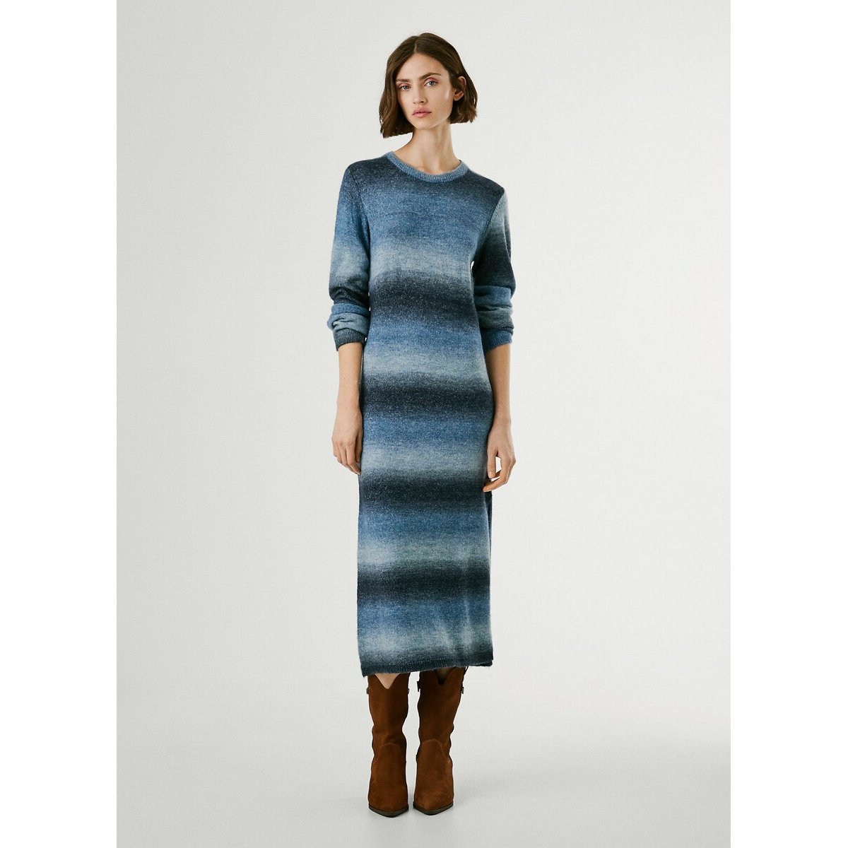 Colombe Knitted Maxi Dress blue stripes, PEPE JEANS