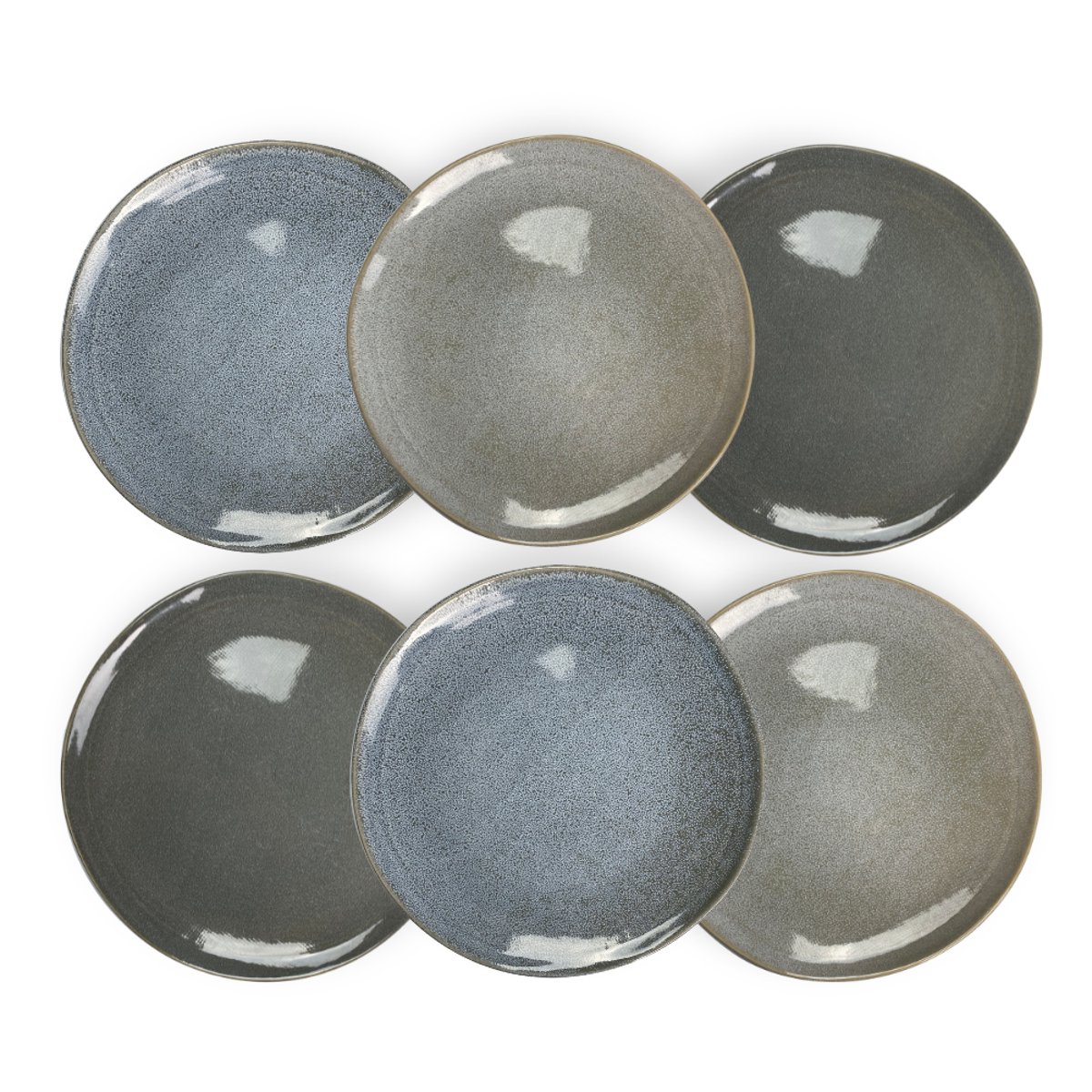 Lot de 6 grandes assiettes, ZAO gris, ARTIME