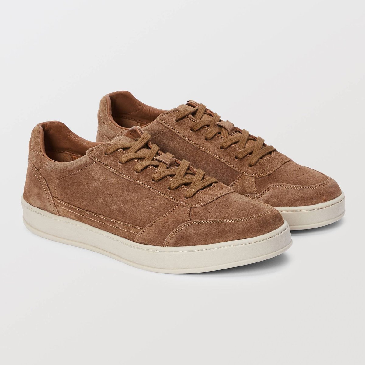 Baskets en cuir camel, MONOPRIX