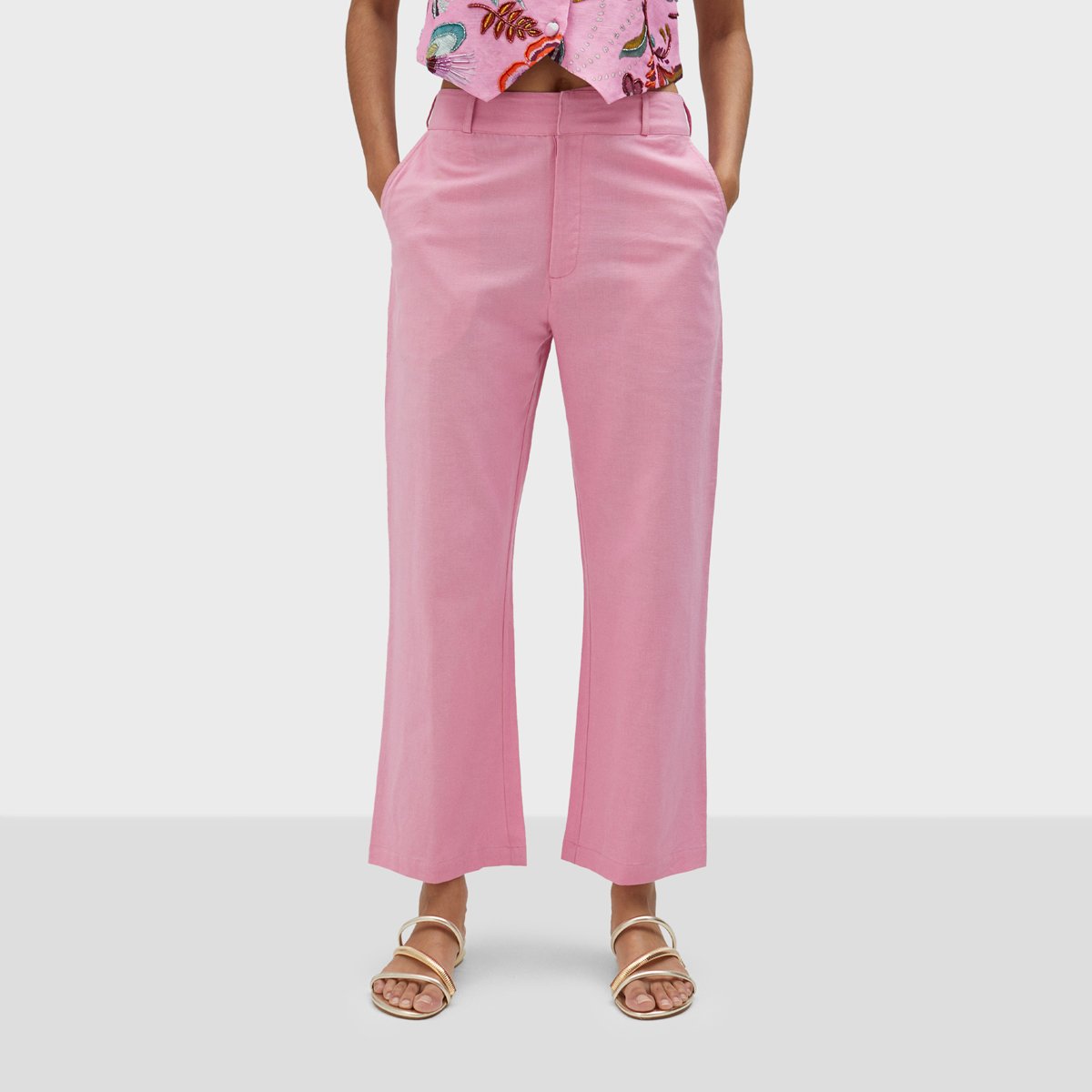 Pantalon classique avec fermeture éclair rose clair, LOLA CASADEMUNT
