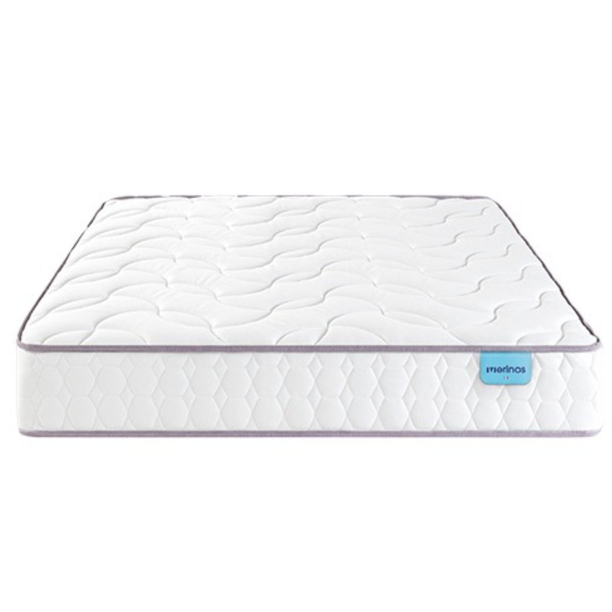 Ensemble matelas ressorts ensachés COSY LIT, sommier ferme et pieds blanc, MERINOS