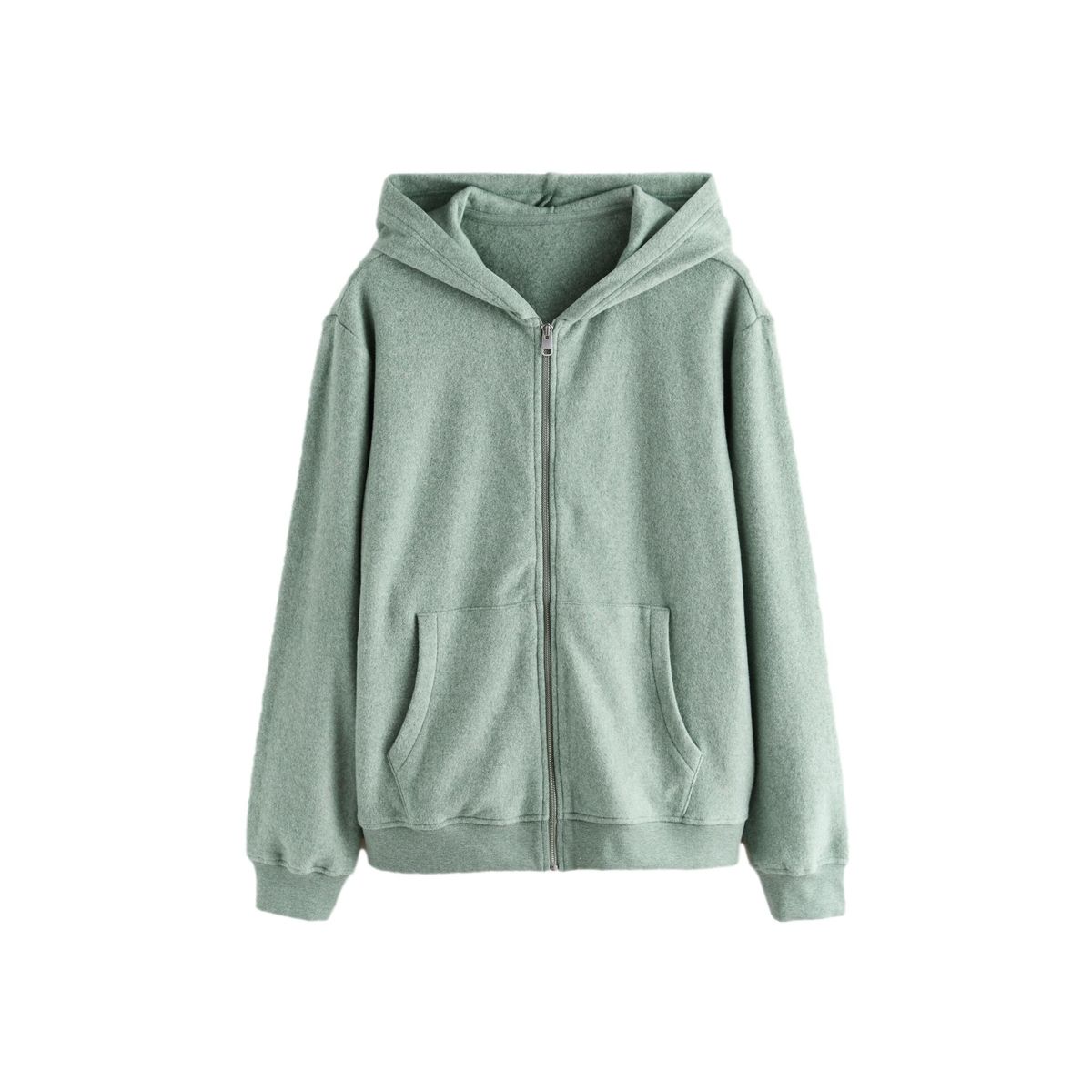 Sweat à capuche zippé en polaire vert sauge, NEXT