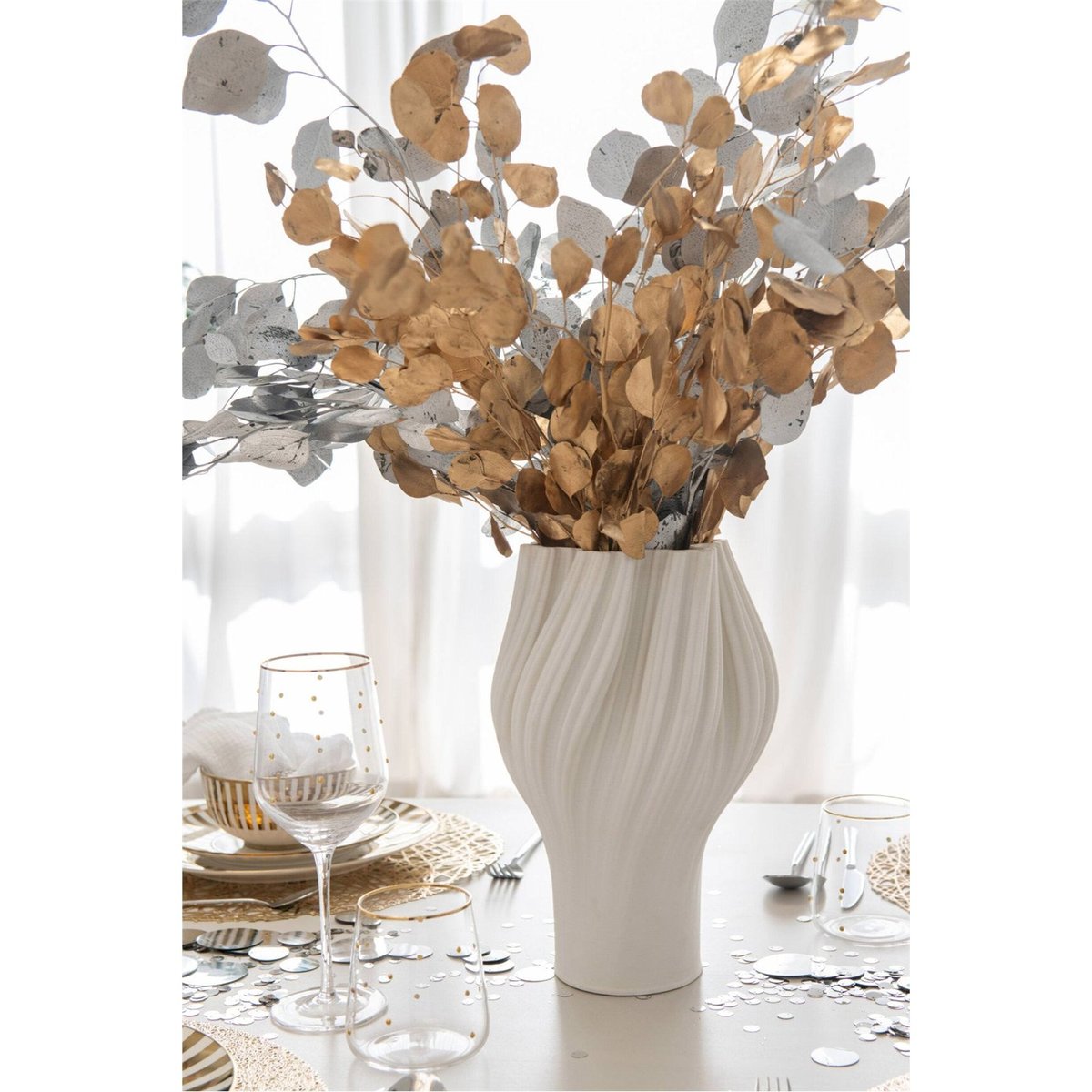 Vase en grès texturé impression 3d blanc, RECOLLECTION