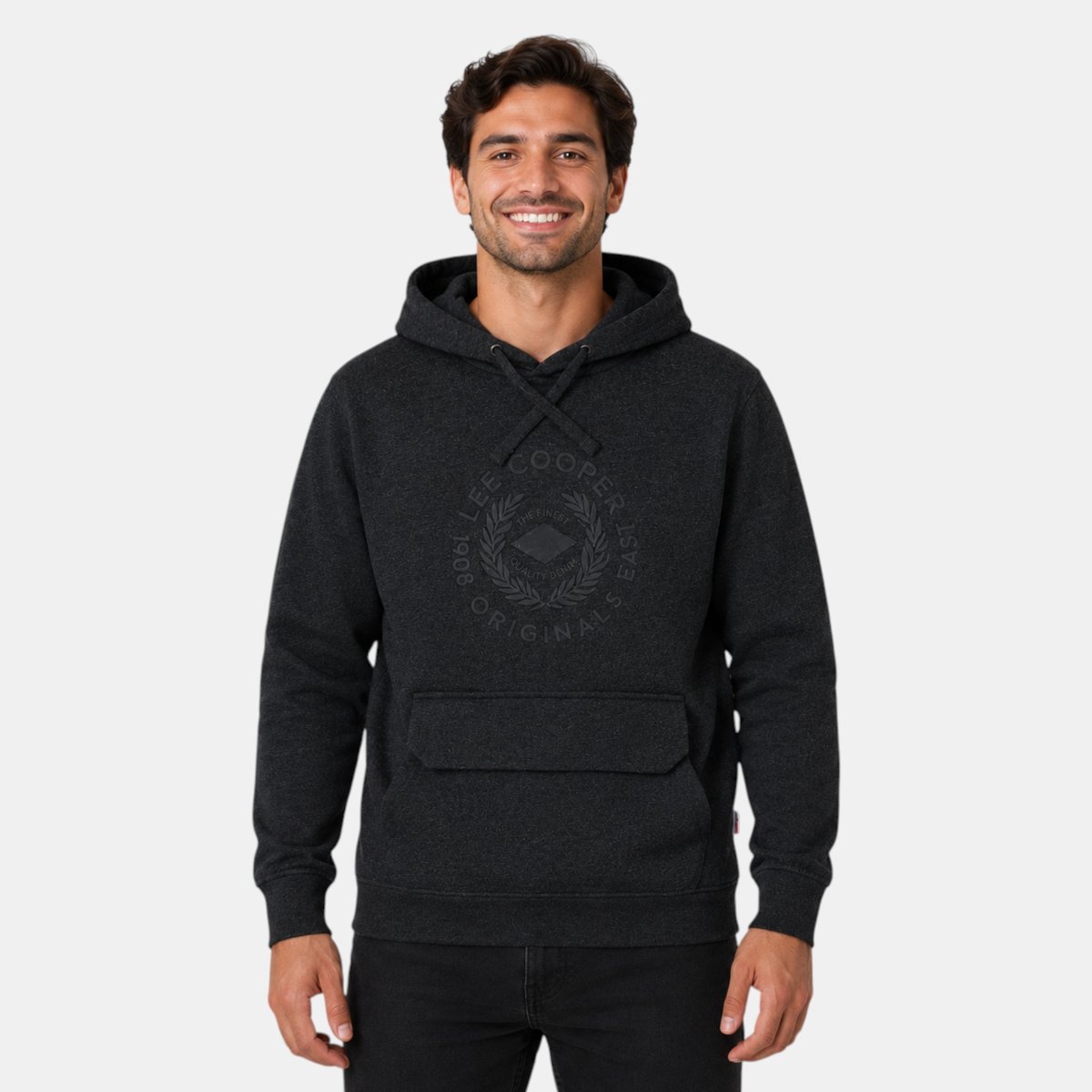 Sweat à capuche à cordon, poche kangourou DOWNTOWN anthracite, LEE COOPER