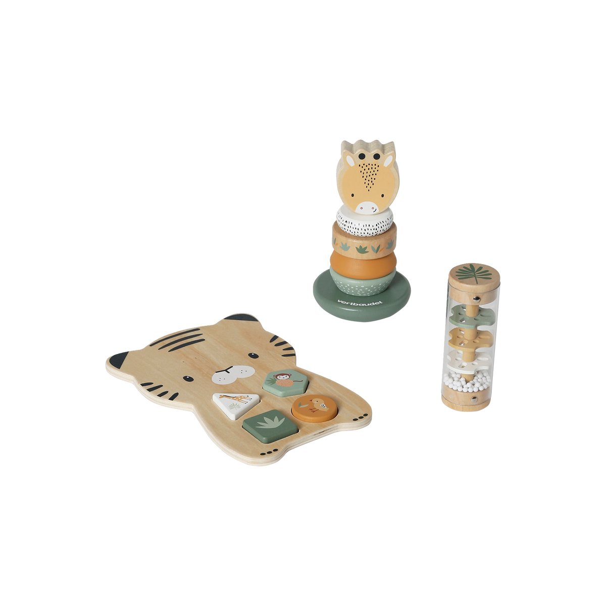 Coffret 3 jeux d'éveil TANZANIE en bois FSC® jaune, VERTBAUDET