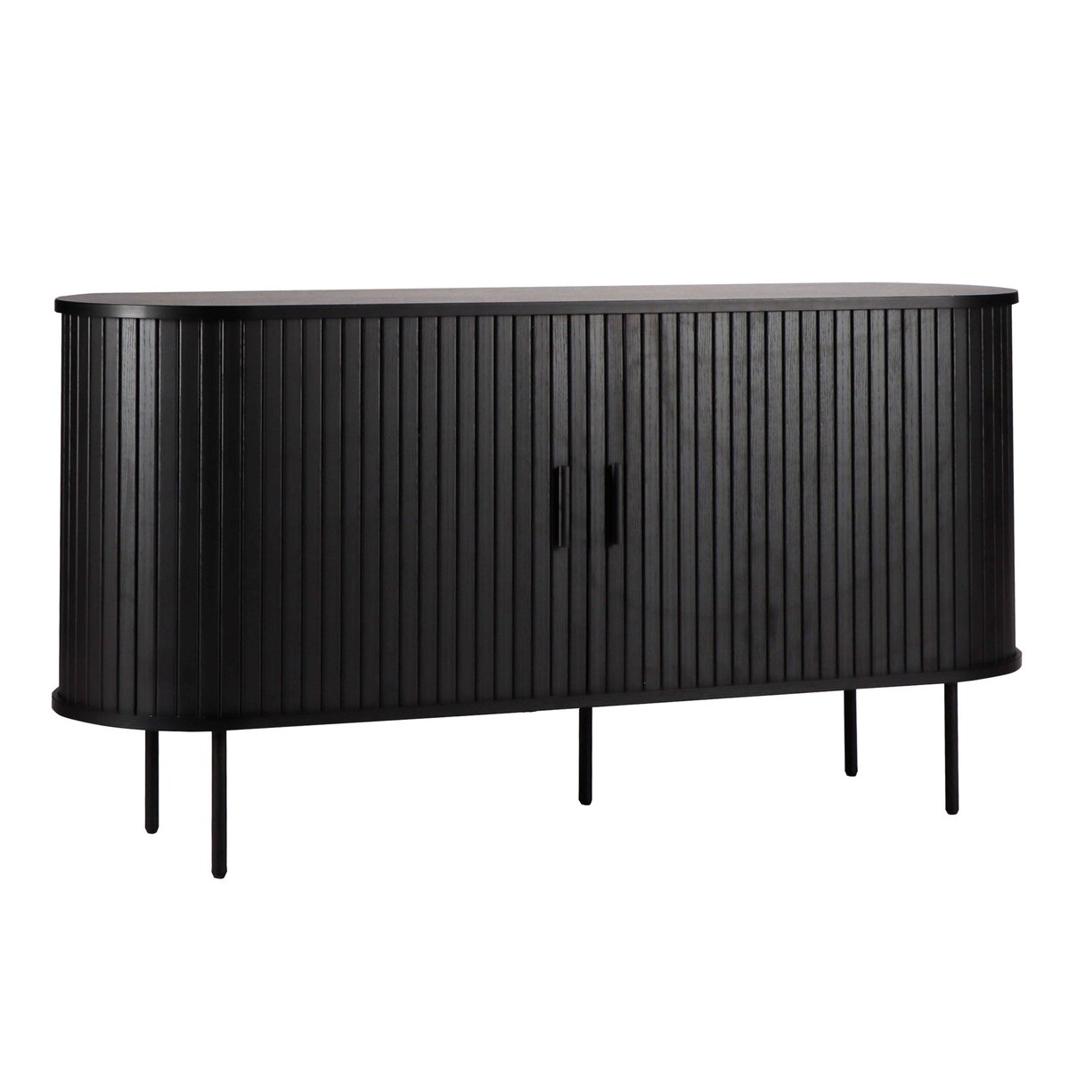 Buffet 2 portes en MDF décor mélaminé et acier 140 cm, MARIUS noir, OVIALA