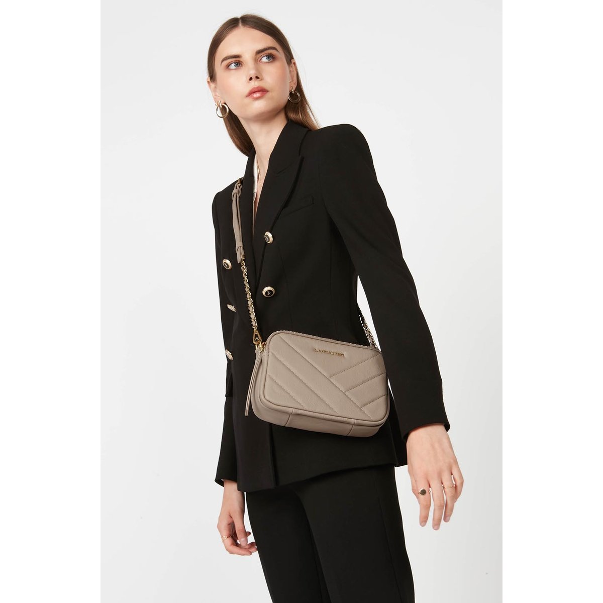 Sac trotteur zippé SOFT MATELASSÉ galet foncé, LANCASTER